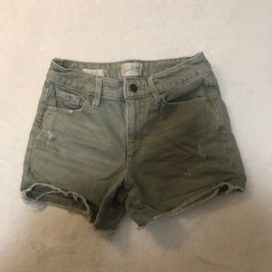 Dull Green Jean Shorts